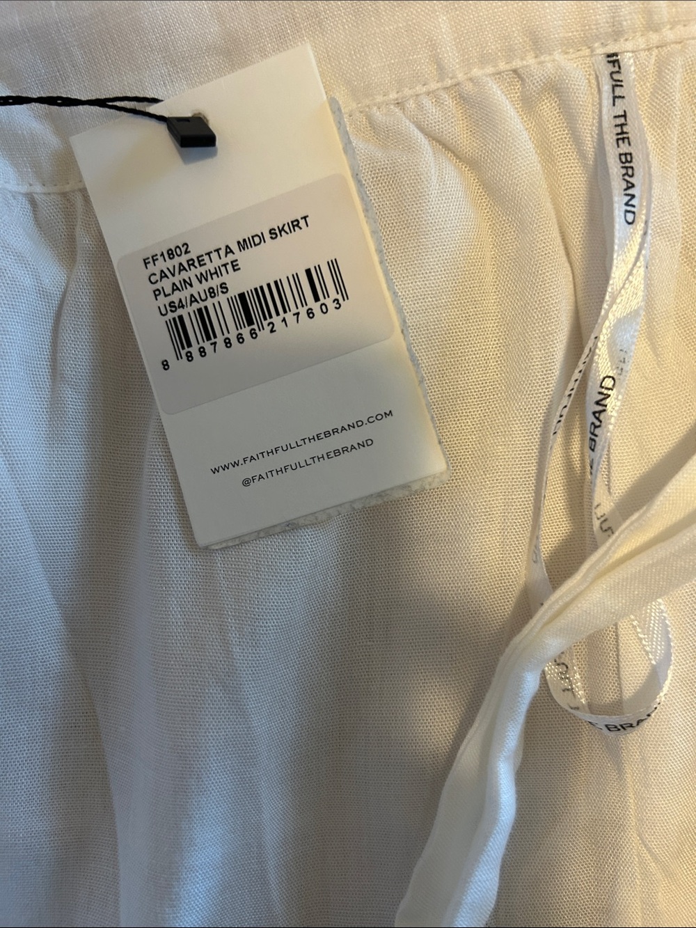 Faithfull the Brand White Tiered Linen Wrap Skirt with Waist Tie - Picture 6 of 7